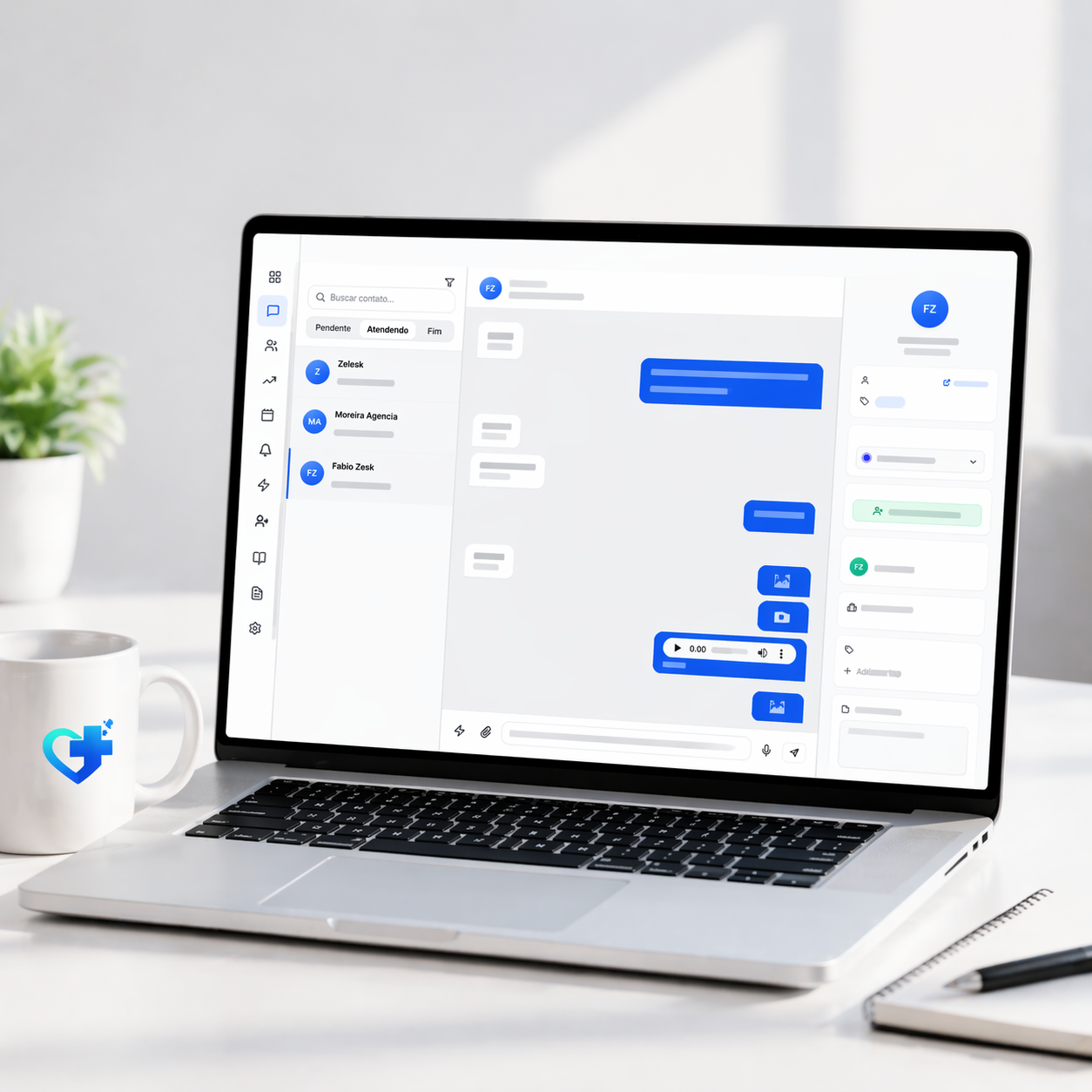 Sistema Clynir em uso em clínica — gestão de pacientes, agenda e WhatsApp